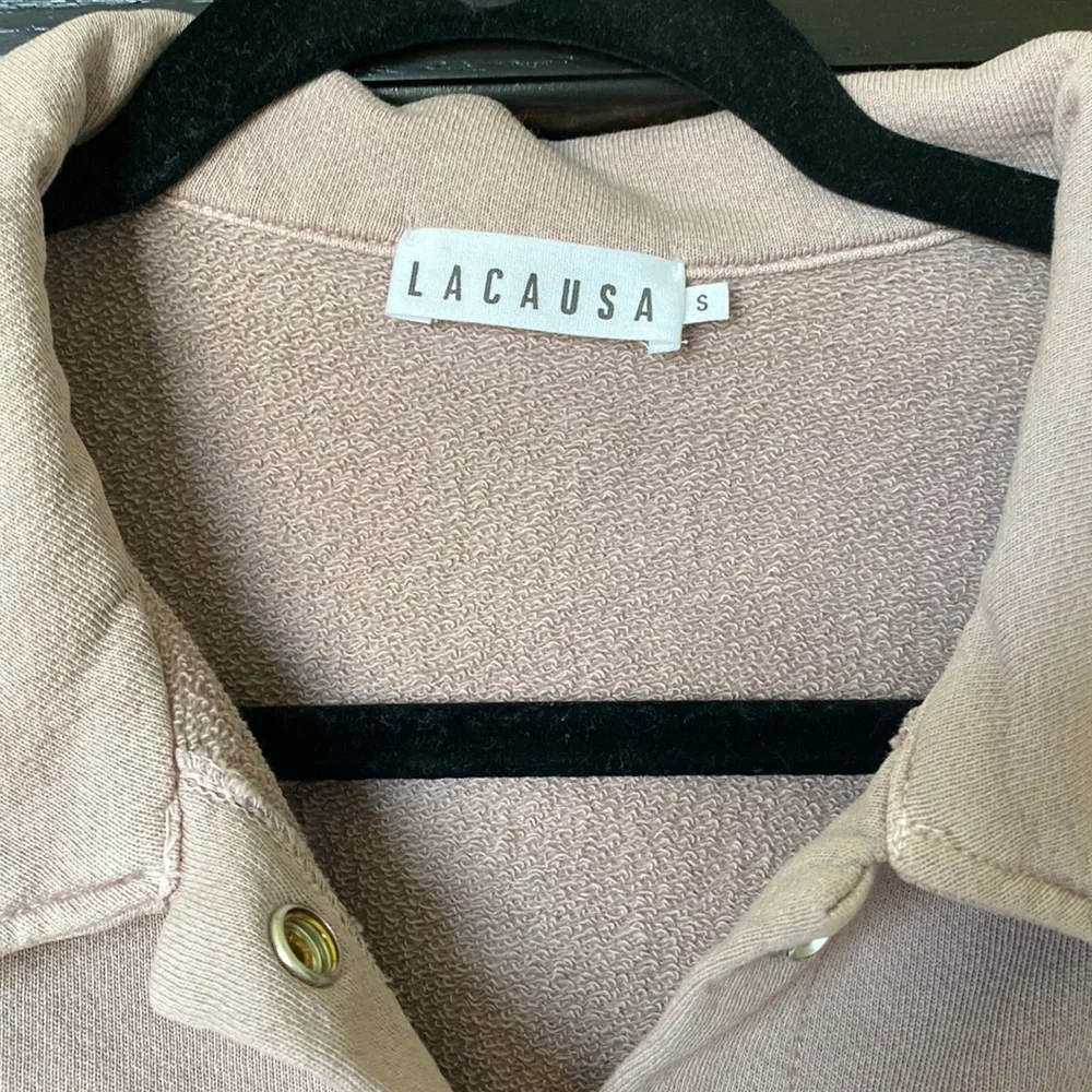 Light lavender/grayish Knit Jacket from Lacausa. Size Small. New with tags. - Picture 2 of 5
